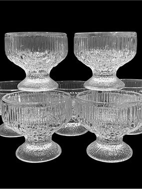 Vintage 1970s Iittala Finland Tapio Wirkkala Ultima Thule Sherbet Glass Set (7)